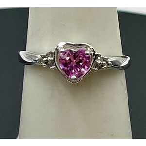 Chuck Clemency STS 10k Gold Heart Pink Sapphire‎ Diamond Engagement Ring Sz 7.5